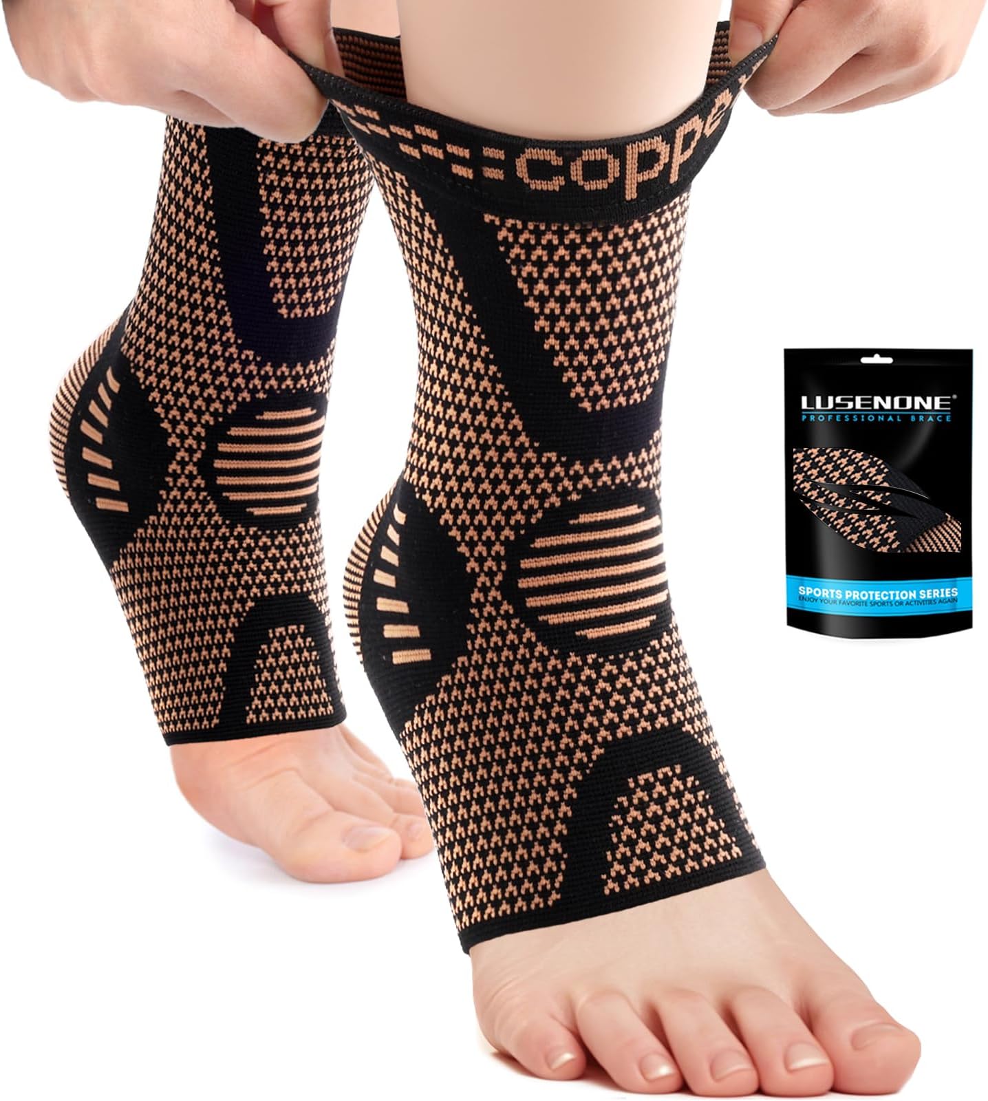 Lusenone Plantar Fasciitis Socks, 2 Pack Ankle Support for Women/Men