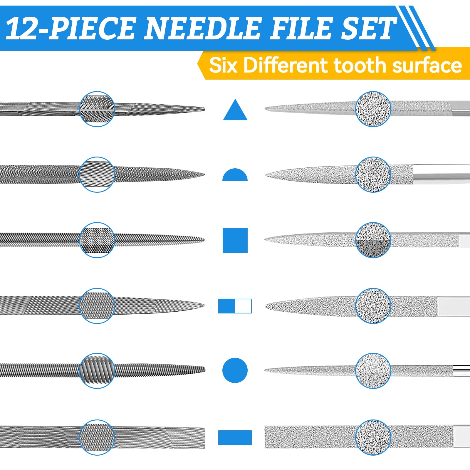 13pcs Zestaw Pilników Składający się z Pilników Igłowych, Pilników Kluczykowych, Pilników Diamentowych ze Szczotką i Torbą do Przechowywania Mini Pilników do Prac Związanych z Obróbką Drewna, Metalu
