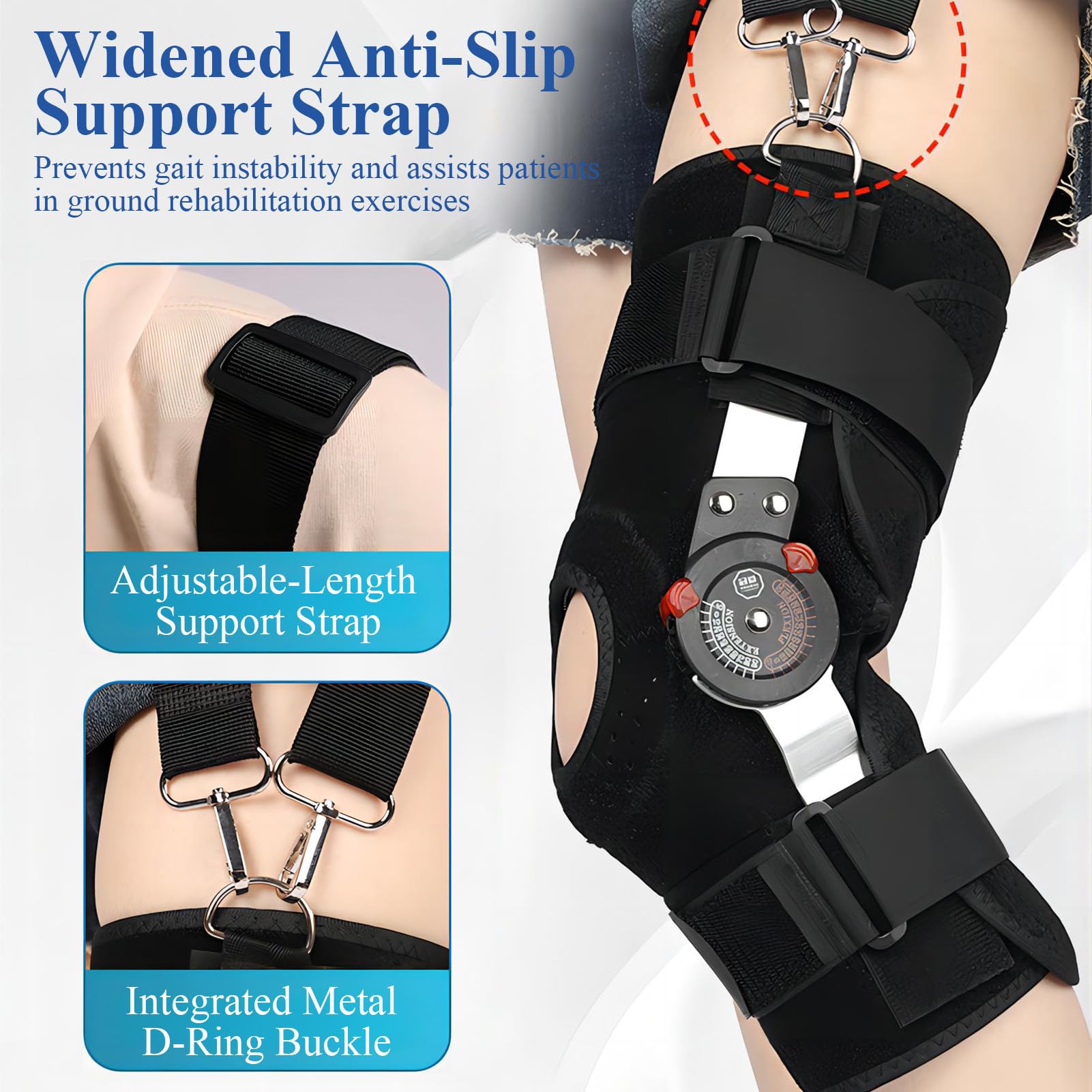Ginocchiera Articolata, Tutore Post-Operatorio Regolabile, Immobilizzatore per Gamba per Lesione al Menisco, Artrite, LCA, LCP, Artrosi, Riabilitazione Ortopedica