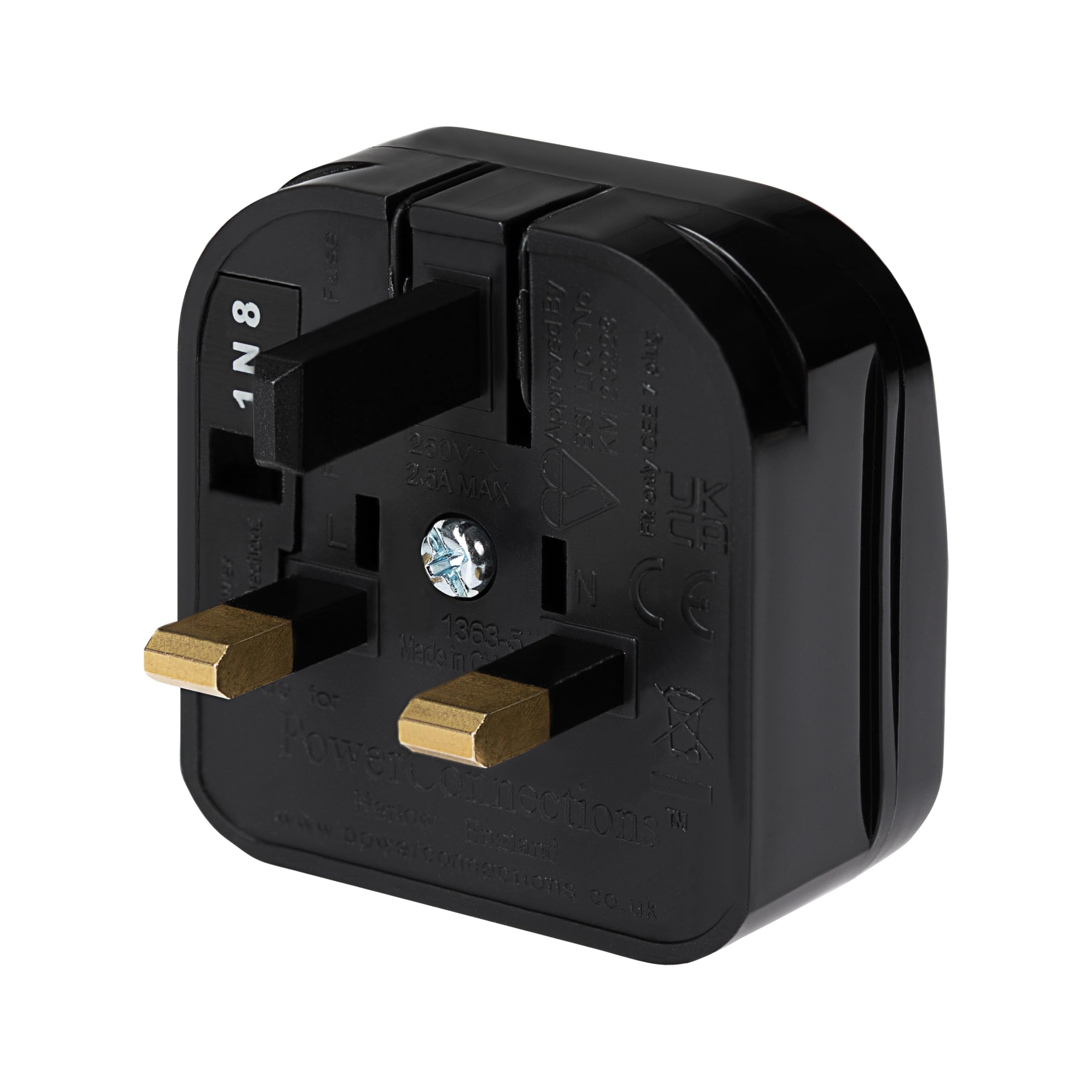 Maplin Euro 2 Pin Plug to UK Mains Plug Converter with 5 Amp Fuse & Screw Cover, Black