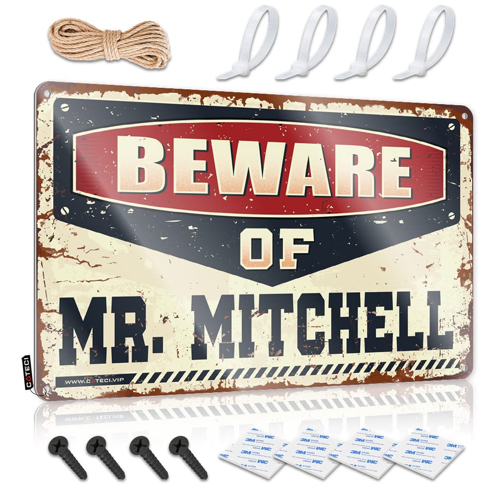 Fzfn Colour Funny Vintage Signs Cool Bathroom Stuff Vintage Wall Decor | Beware Of Mr. Mitchell Inappropriate Haves For Balcony Home Decoration(30X40cm)