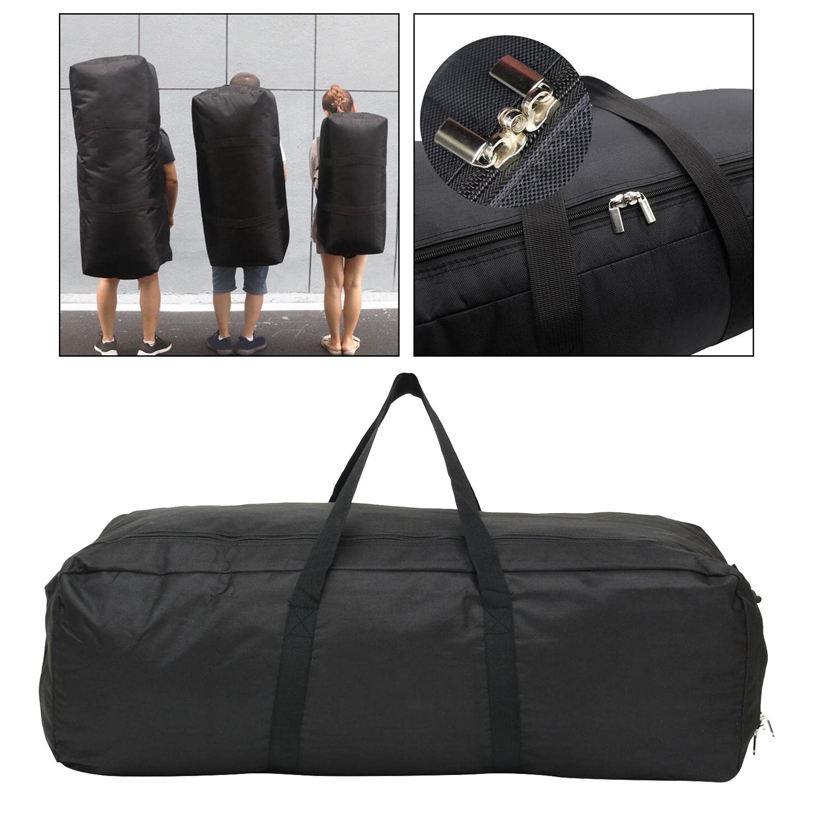 Borsone impermeabile grande per sport, palestra, viaggi, all'aperto, 55 l, nero, Nero, 100 l, 100L, come descrizione