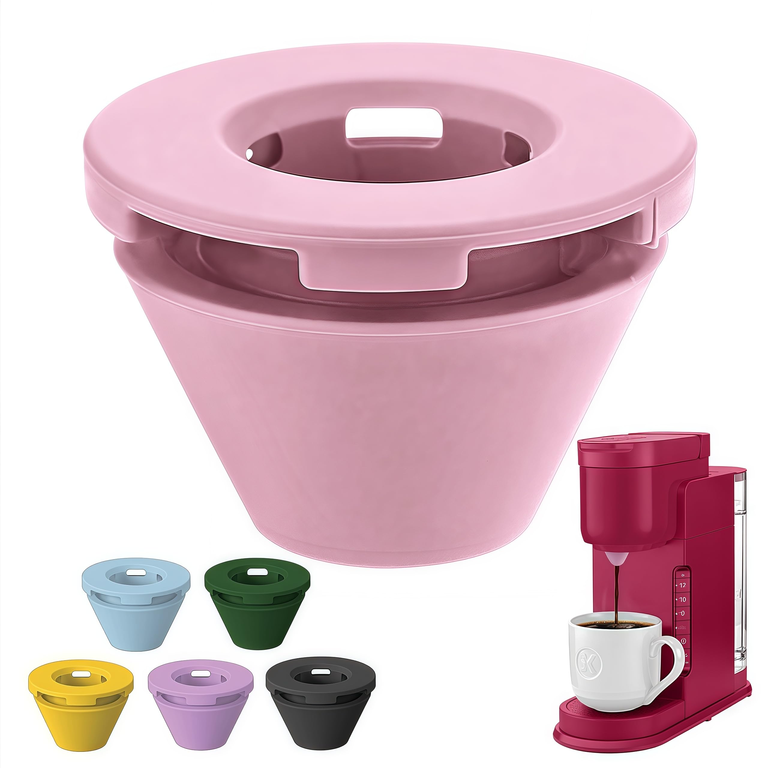Silicone Anti-Leak Coffee Spout for Keurig K-Mini &amp; Express - Splash-Proof Accessory, No Mess Drip-Free Design, Easy to Clean &amp; Reusable (Pink)