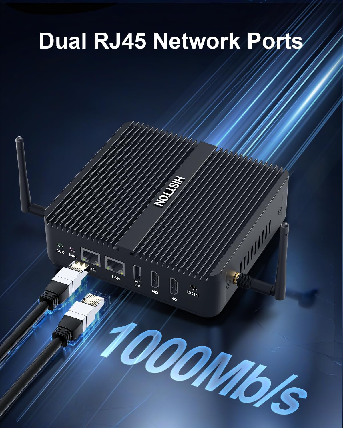 HISTTON Mini PC N100, Alder Lake N100 (3.4GHz), 8GB DDR4 RAM 256GB NVMe SSD, Fanless Mini PC Win 11 Pro Supports WiFi6,BT5.2,USB 3.0,4K Triple Display, Dual LAN Industral Mini PC