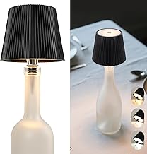 Wireless LED Bottle Lamp Table Lamp with 3 Color Dimmable Touch Dimmable USB-C Rechargeable for Bedroom, Patio, Party or Camping - Black