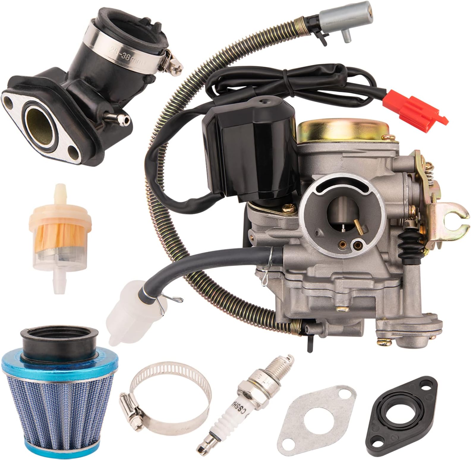 50CC Carburetor 4 Stroke GY6 High Performance 139QMB Carburetor for 49cc 50cc Scooter Moped PD18J Carb Engine, 50 cc Carburetor, 50cc Moped Carburetor + Intake Manifold by