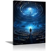 JOSUE Mens Canvas Kids Wall Art,abstract landscape Blue,grey Modern Decorative Contemporary For Living Room Bedroom Office-70x100cm Framed
