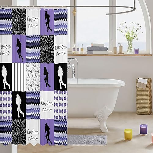 Miniatura 10 de Erosebridal Cortina de ducha personalizada de lucha libre, juego de cortina de ducha a cuadros cuadriculados para niños y hombres, cortina de baño