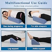 Vista 3 de Almohada de cuña para cama para personas que duermen de lado, cuñas de posición corporal, almohada de cuña lateral para dormir, posicionamiento