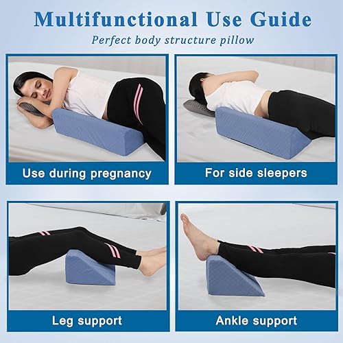 Miniatura 10 de Almohada de cuña de cama para dormir de lado relleno de esponja para posicionamiento corporal almohada triangular adecuada para embarazo y cirugía,