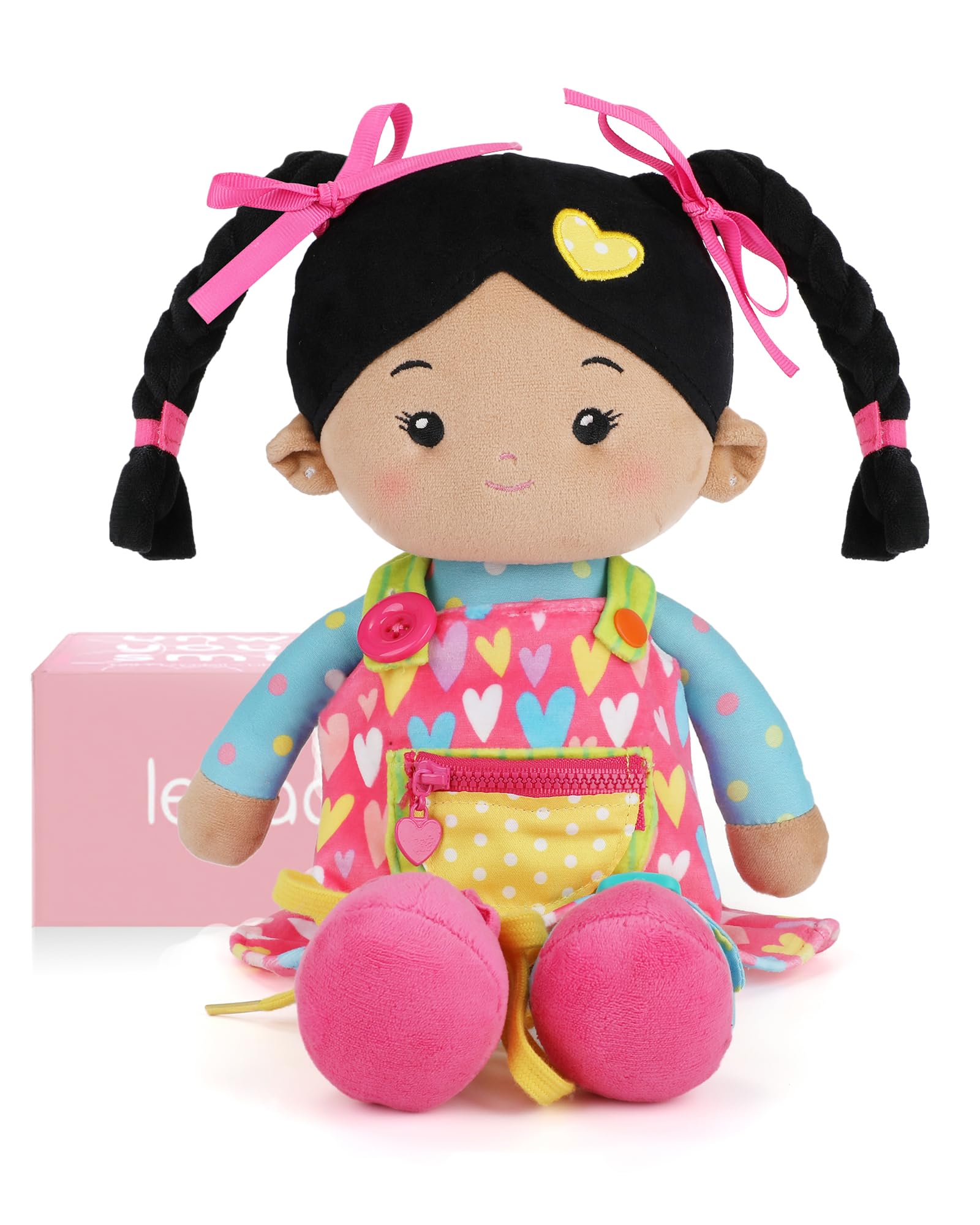 LeyaDoll Soft Bady Educational Soft Baby Doll(16''), Learning Sensory Doll for Toddlers, Montessori Toys for 2-Year-Old Girls Christmas, Birthday