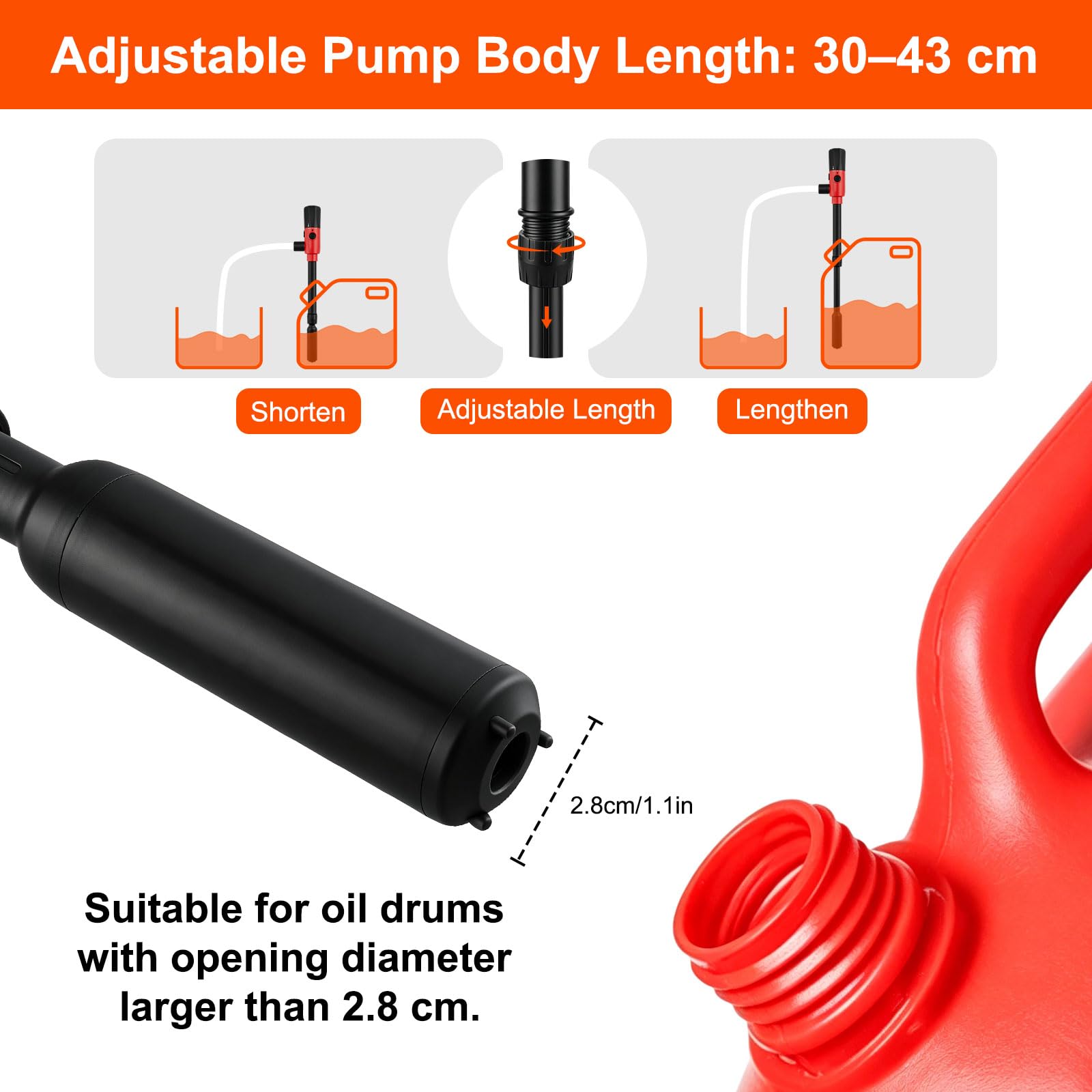 Pompa di trasferimento del carburante portatile, 3,2 GPM 5 V, pompa a sifone elettrica con sensore di arresto automatico, tubo di aspirazione flessibile, alimentazione USB/a batteria, per benzina