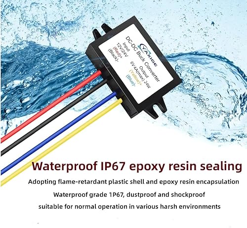Miniatura 6 de DC-DC 6V 4A 24W (máximo) 12V 24V a 6V Convertidor reductor, regulador reductor, módulo impermeable adecuado para varios equipos de 6V