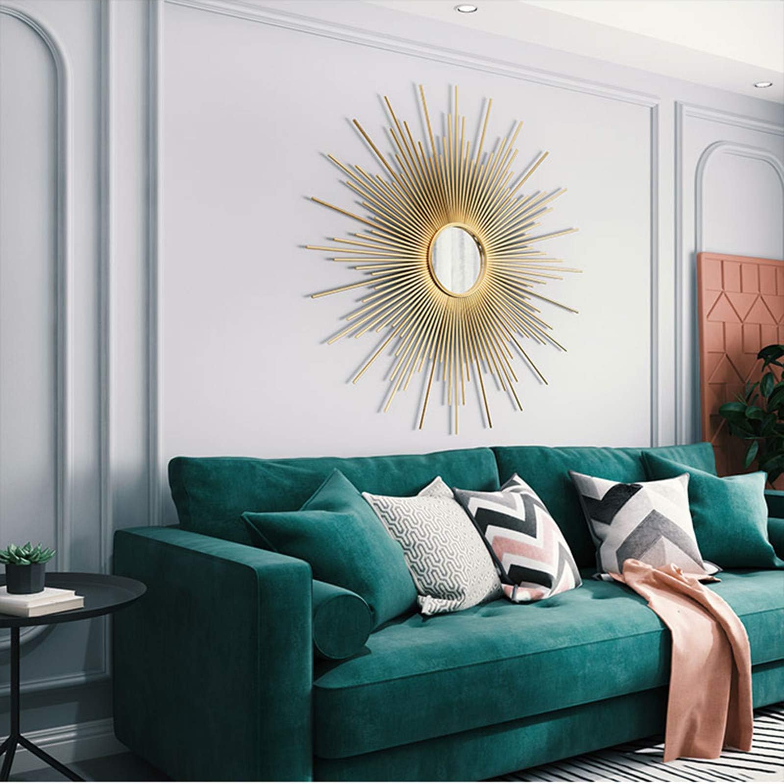 Miroir décoratif Soleil Or, 60 cm / 70 cm / 80 cm de Grand Miroir Mural décoratif Rond, Miroir Mural décoration Murale décoration décoration de Soleil,60cm