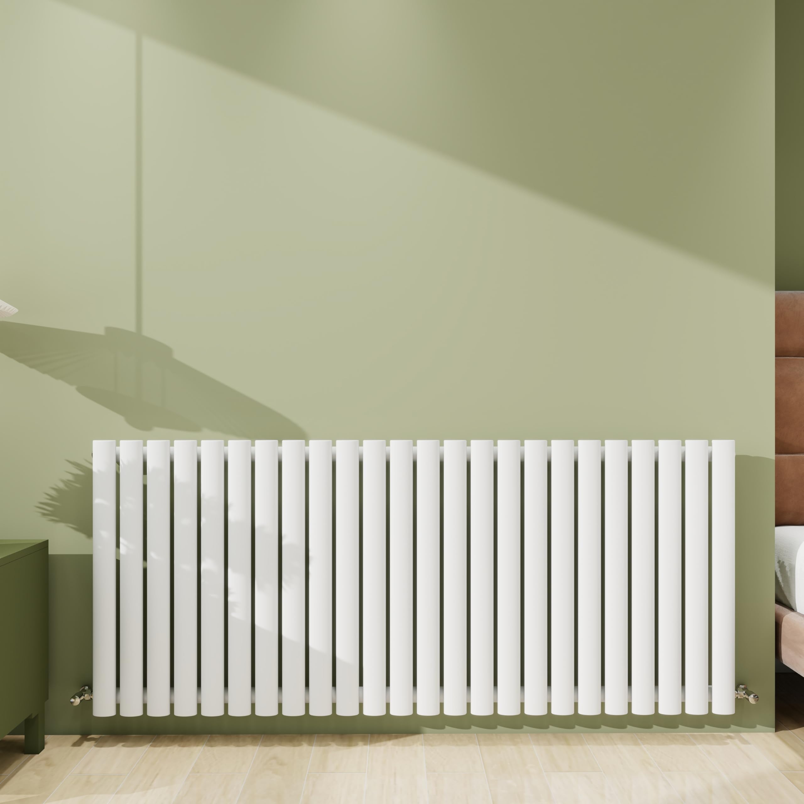 Biubiubath Radiator 600×1416mm White Horizontal Single Oval Column Designer Central Heating Rad 3699 BTU