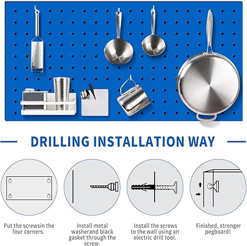 Miniatura 4 de TIDIHAUSET Tablero de clavijas, panel de almacenamiento de herramientas para almacenamiento, organizador de pared de 16 x 32 pulgadas