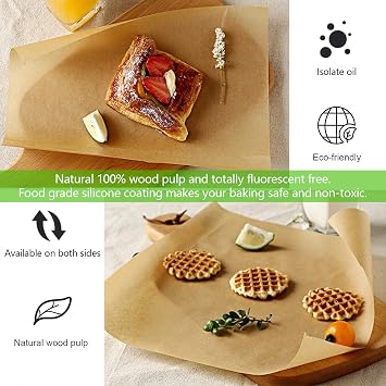 QYH 100 Pcs Parchment Paper Sheets for Baking, 8x12 Inches