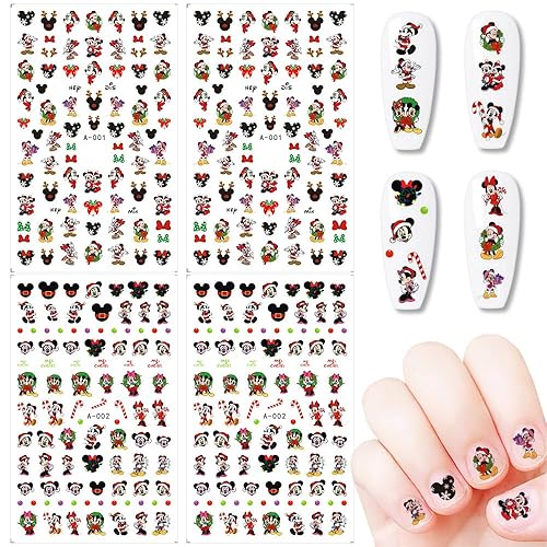 Calcomanías de uñas de Navidad 3D de invierno, autoadhesivas, suministros de lindas calcomanías de Navidad, alce, caramelo, copo de nieve,