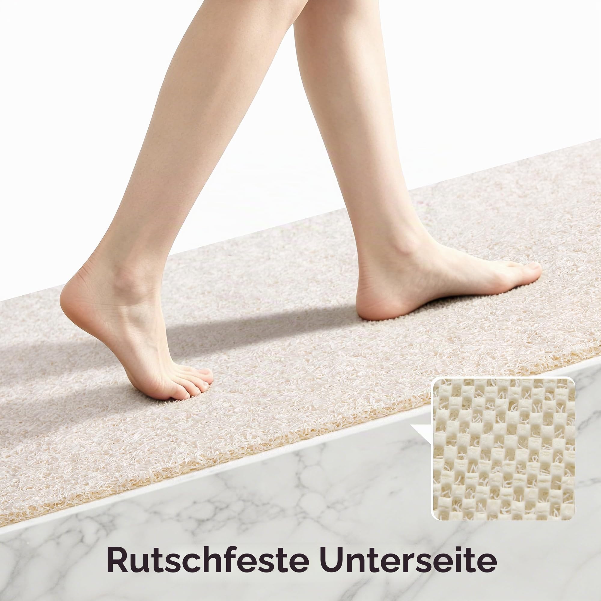 Asvin Weiche, strukturierte Badematte, ca. 60 x 81 cm, phthalatfrei, rutschfeste Komfort-Badewannenmatten mit Ablauföffnungen, PVC-Luffa-Badezimmermatte für Nassbereiche, schnell trocknend
