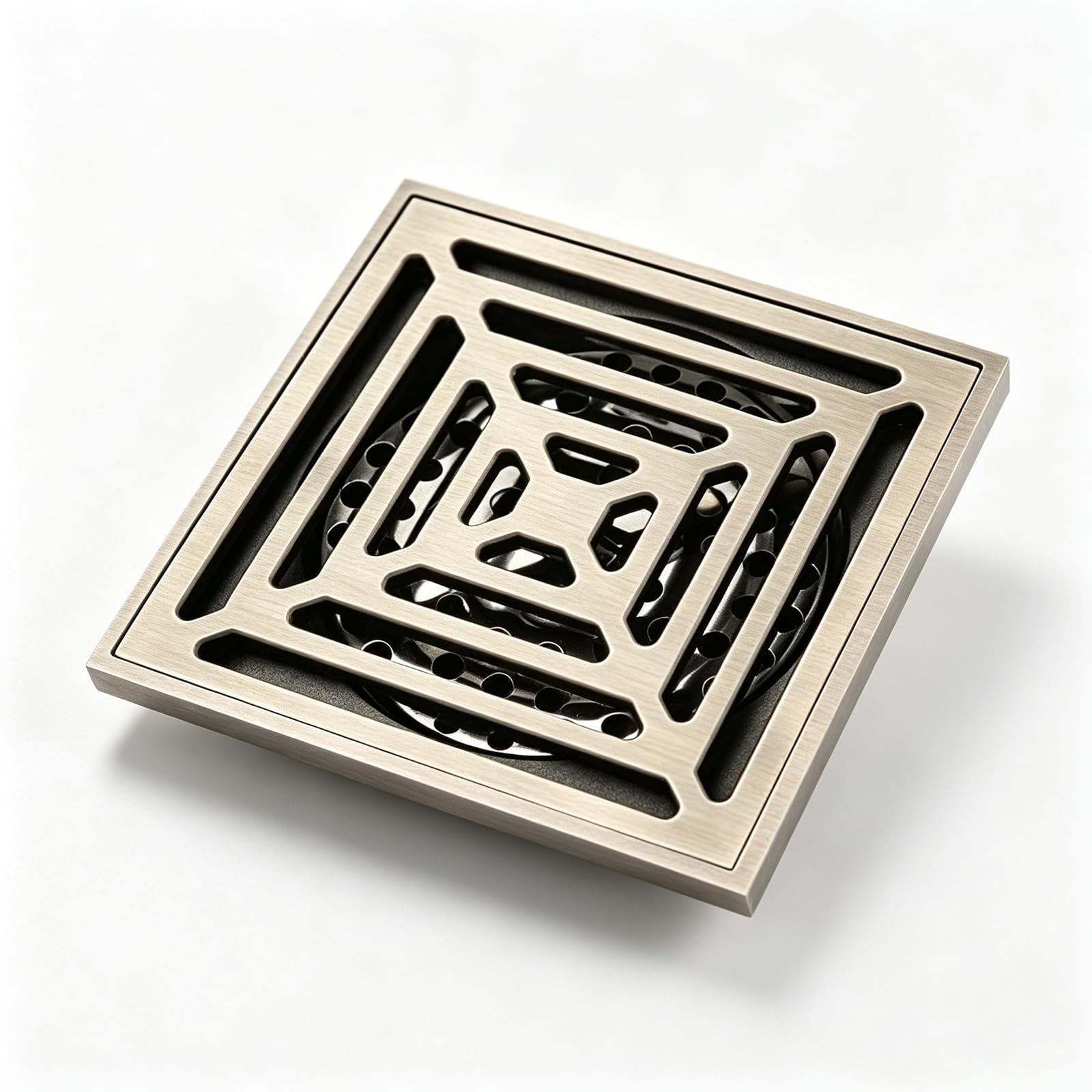 Bonde de Sol carrée en Laiton pour Douche et lavabo, Finition Bronze, 10 cm (4 Pouces)