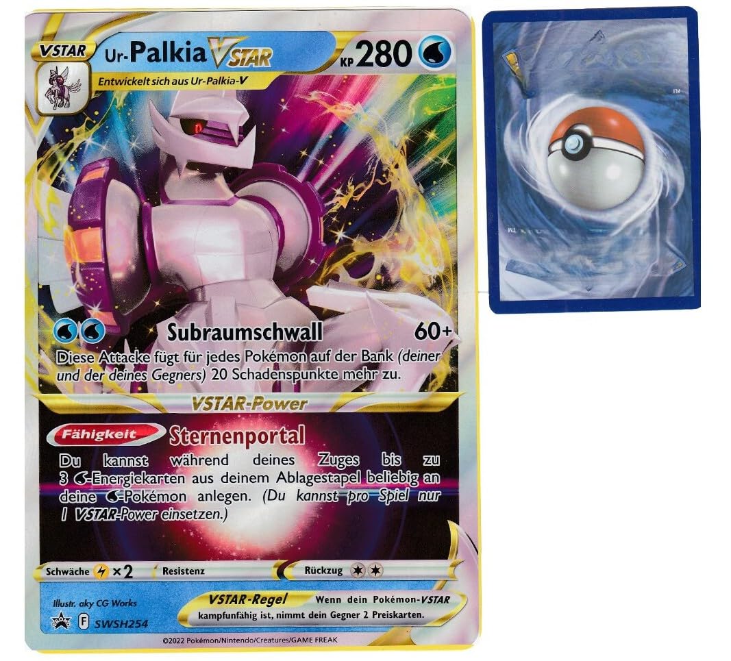 BB-Toy-Trades TCG PKM Trading Card XXL Black Star Promo Card - German - Fullart Holo Mega Jumbo Oversize Single Card with BB-Toy-Trades Sleeve (Ur-Palkia Vstar)