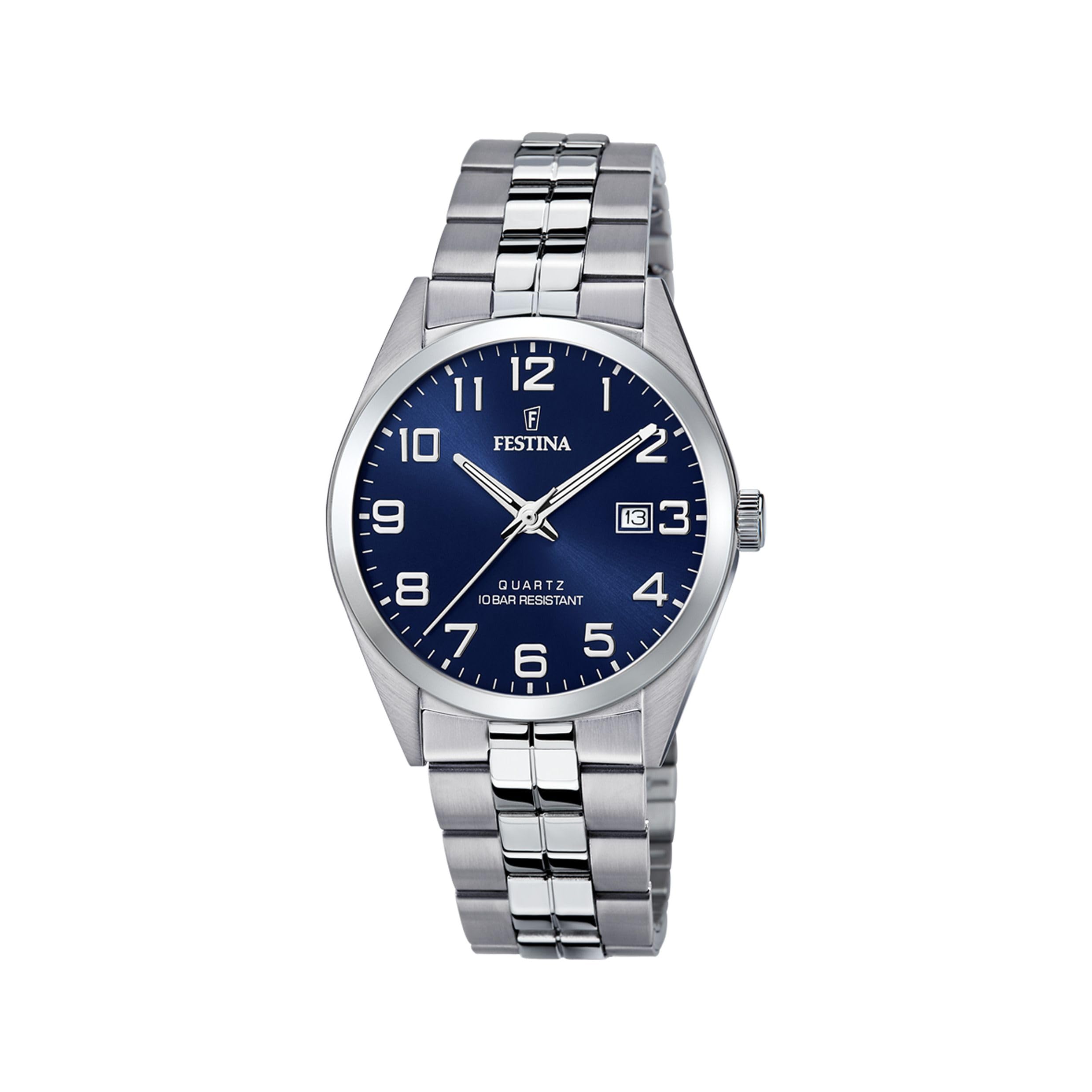 Festina Orologio Uomo Analogico in Acciaio Inossidabile 316L Argentato - Movimento al Quarzo - Calendario - Vetro Minerale ad Alta Resistenza - Impermeabile 10 ATM F20437