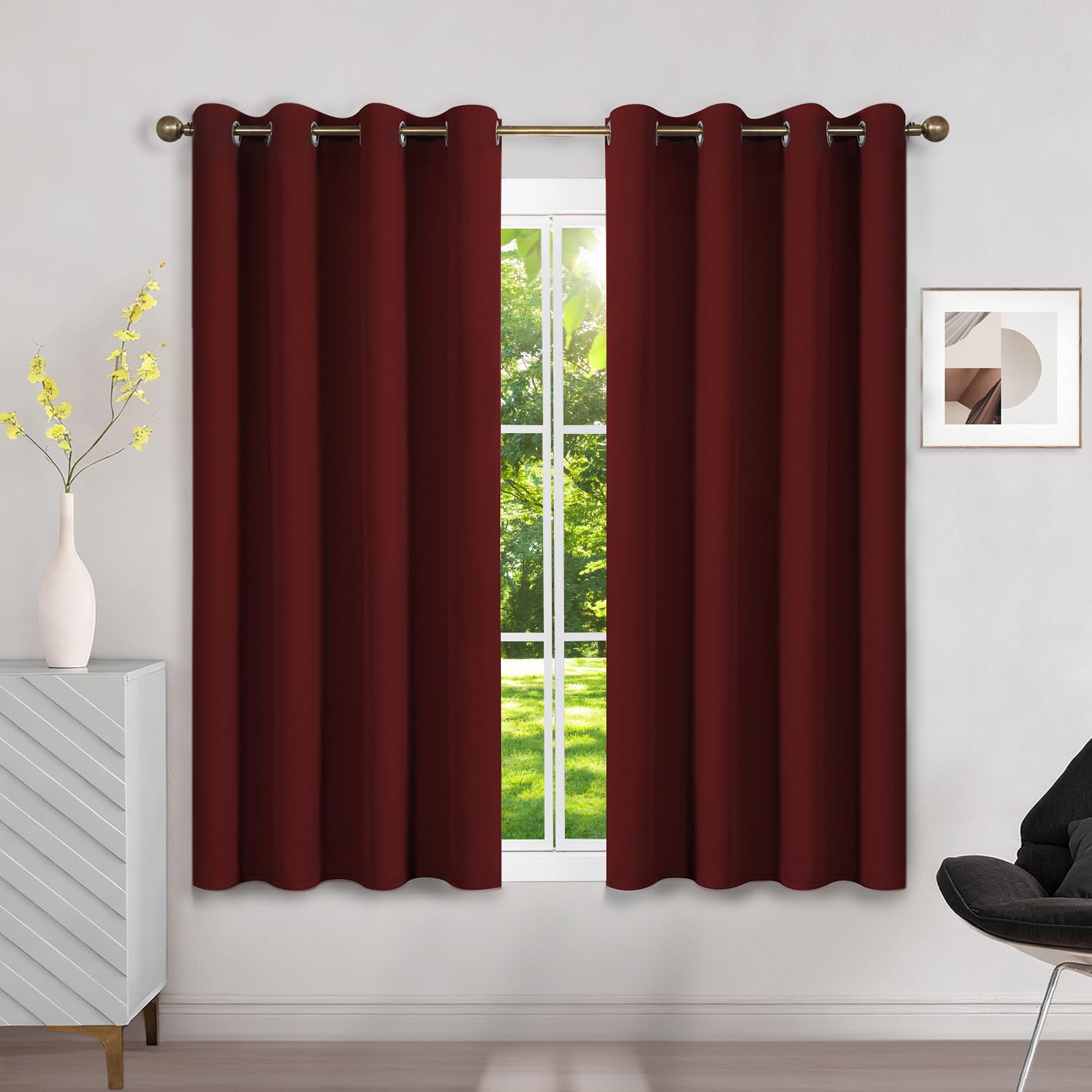 Runyéla Verdunklungsvorhänge mit Ösen Gardinen 2er Set, Vorhänge Blickdicht Thermovorhang Hitzeschutz, Ösenvorhang Thermogardine für Schlafzimmer Wohnzimmer Blackout Curtain