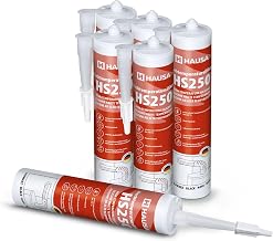 High Temperature Silicone HS250 Professional Glue and Sealant for Seals for Temperatures up to 365 °C Sealing for Automotive, Industrial and Marine Engines 6 x 310 ml (Black) HAUSA