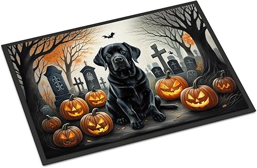 Caroline's Treasures DAC2016MAT - Felpudo de Halloween espeluznante de 18 x 27 pulgadas, tapete para puerta delantera, interior y exterior, para disponible en Yaxa Colombia