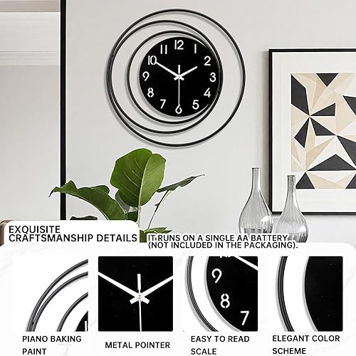 Miniatura 2 de Reloj de pared decorativo de 16 pulgadas, silencioso y sin tictac, funciona con pilas, reloj de pared grande para sala de estar, cocina, hogar,