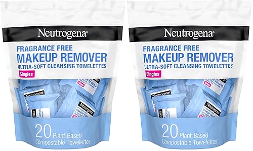 Miniatura 10 de Neutrogena Toallitas de limpieza para eliminar la suciedad, aceite, maquillaje y máscara impermeable para viajes y viajes, 20 unidades (paquete de 6)