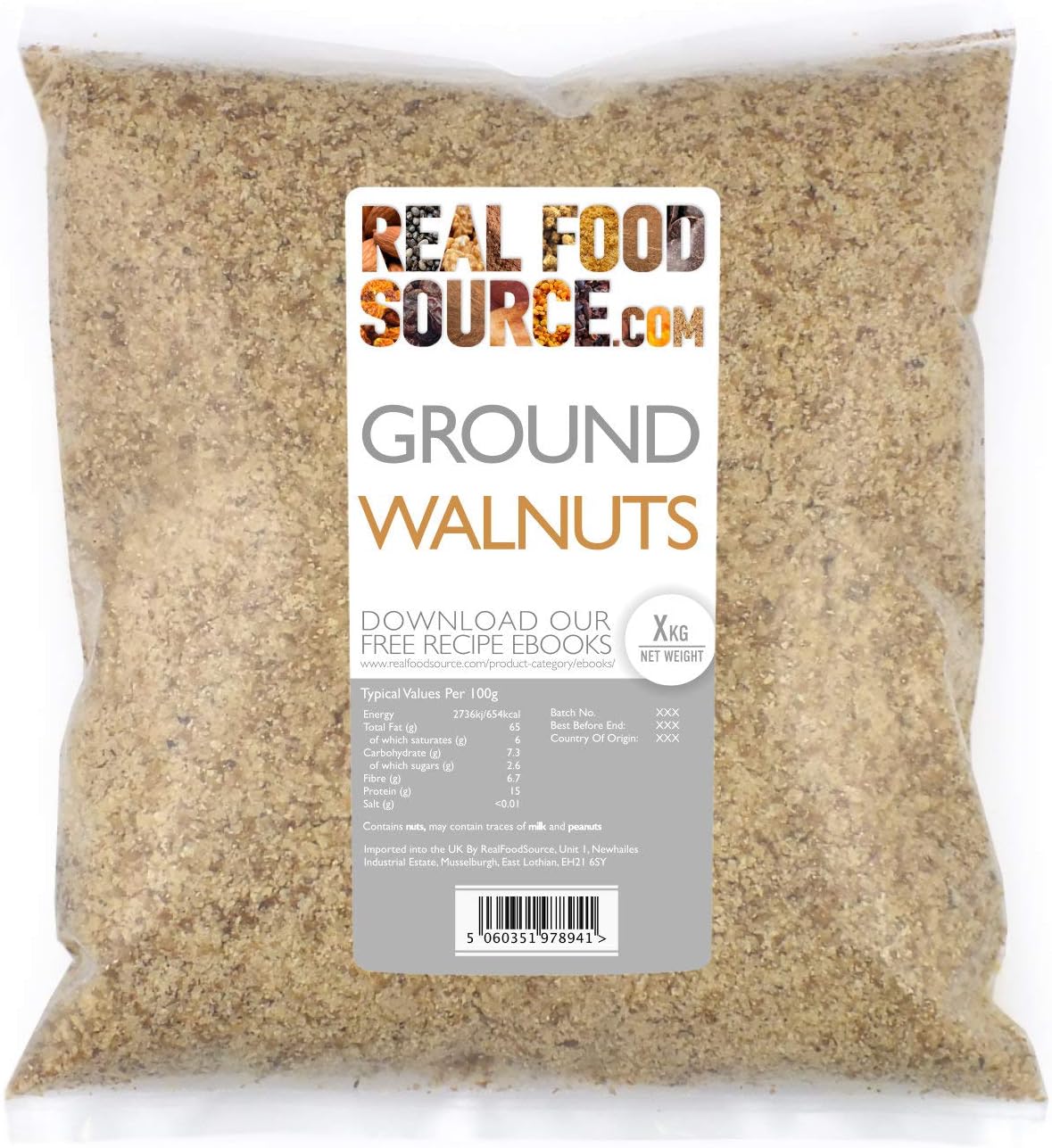 RealFoodSource Ground Walnuts (1KG) Amazon.co.uk Grocery