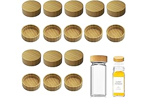 Square Spice Jar Bamboo Lids for Organization