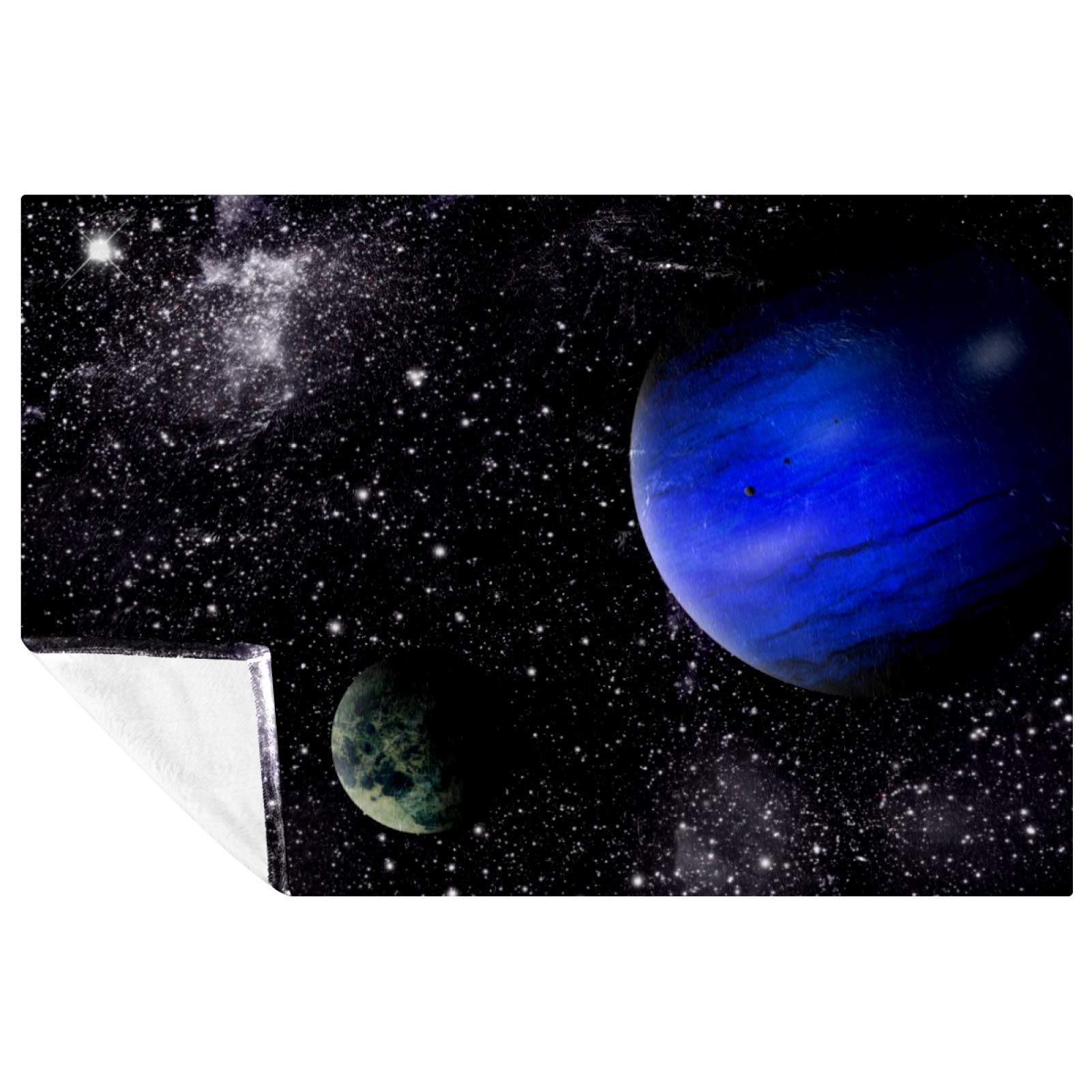Couverture space planet chaude 150x100 cm au fini soyeux