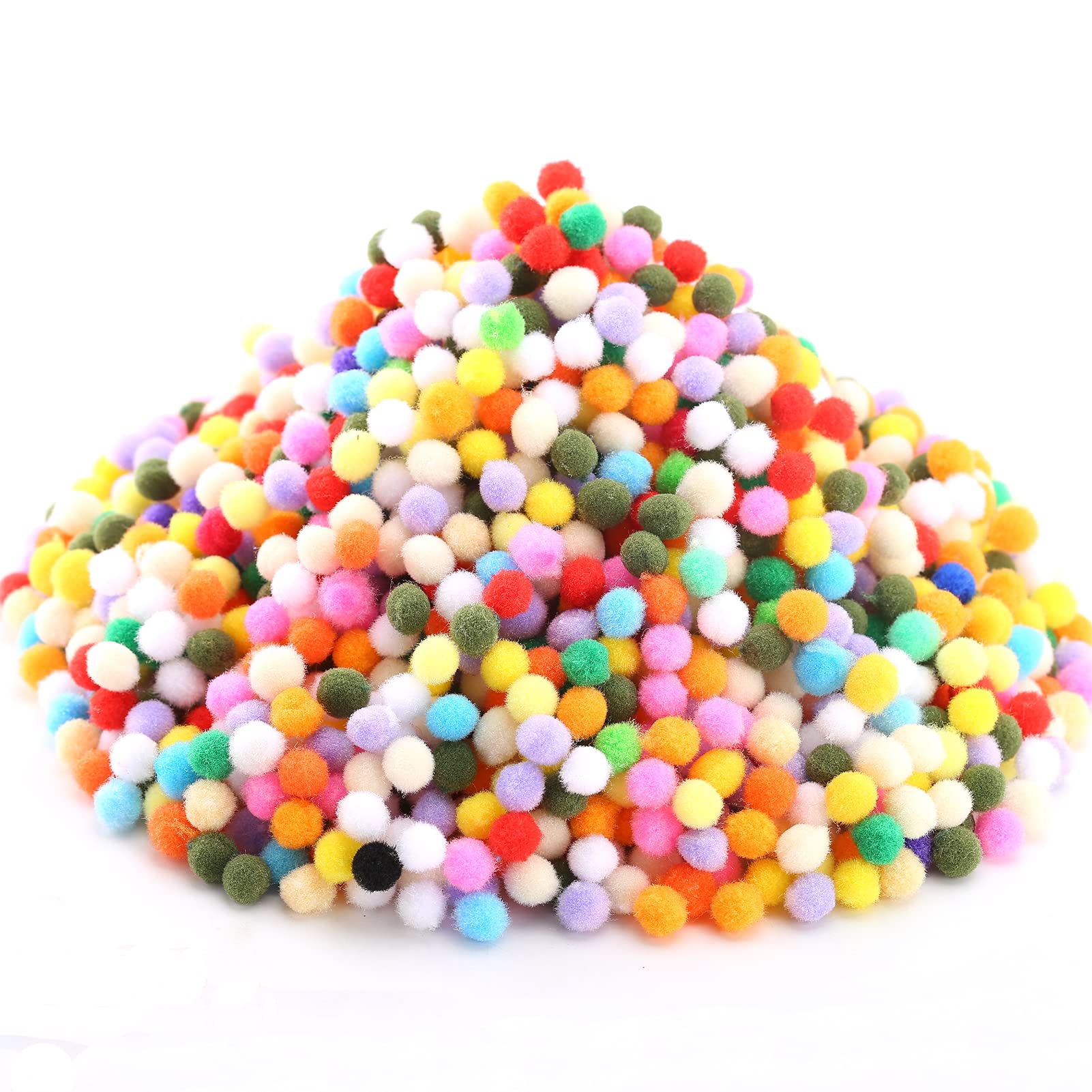 HERZWILD 2000 x Pompoms Colourful Pompom Craft Pom Approx. 10 mm Mini Pom Poms Balls, Colourful Small Pompoms Fluffy Pompoms Plush Balls for Crafts DIY Decoration Hobby Supplies