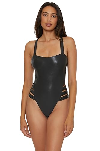 Becca Womens Liquid Metal One Piece Swimsuit, Adjustable, Bathing Suits