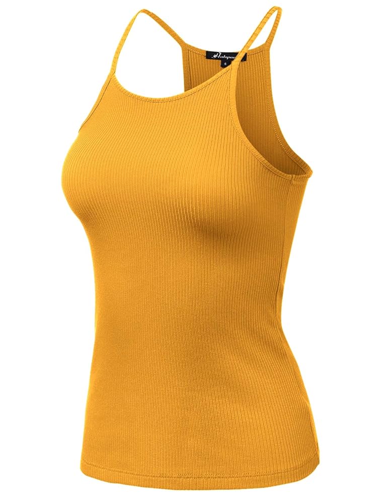 Ribbed Knit Tank Tops Sleeveless Cami Racerback Halter