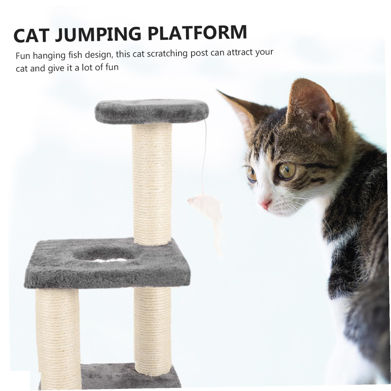 Torre Tiragraffi per Gatti Resistente all Usura Integrati Piattaforma Multifunzione per Giochi e Riposo Accessorio per Gatti Indoor con Pallina Sospesa per Proteggere Mobili e