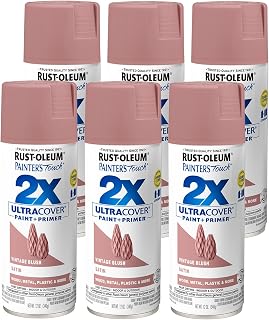Rust-Oleum 299887-6PK Painter's Touch 2X Ultra Cover Spray Paint, 12 oz, Satin Vintage Blush, 6 Pack