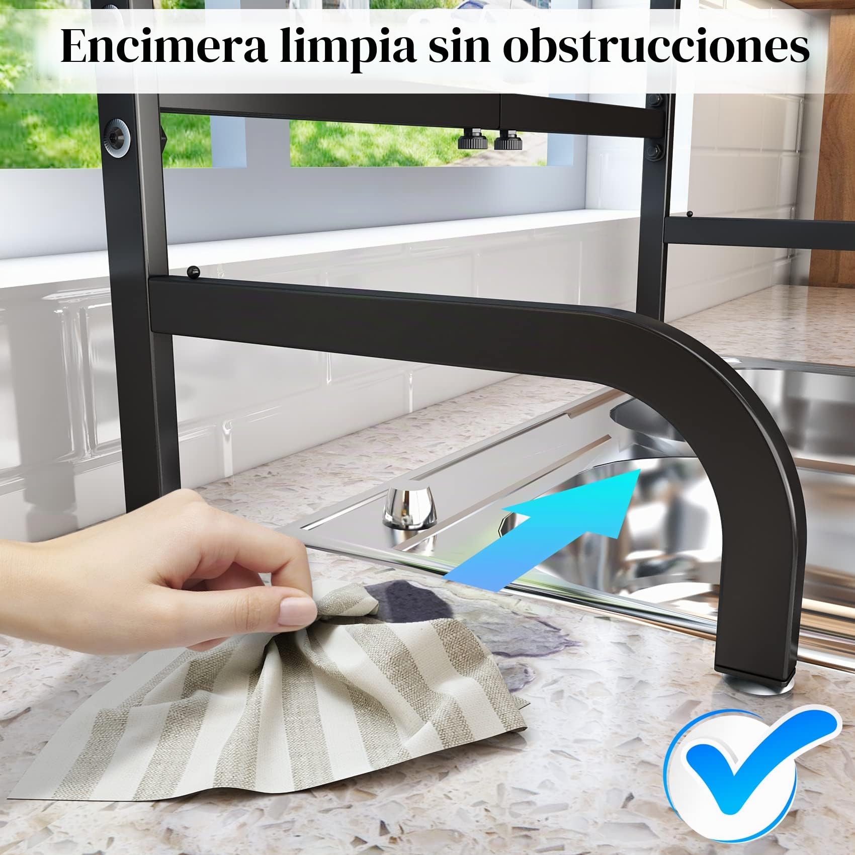 SAYZH Escurridor de Platos, Escurreplatos Encima del Fregadero, Escurridor de Platos Ajustable (de 64,8 CM a 85,1 CM), con Soporte para Utensilios, para Mostrador de Cocina, Inoxidable, Negro