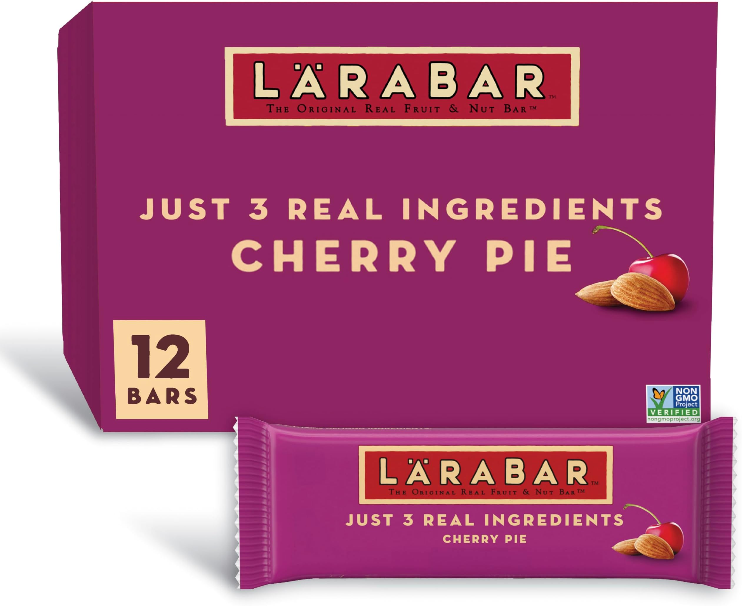 Larabar Cherry Pie, Gluten Free Vegan Fruit & Nut Bars, 1.6 oz bars, 12 ct
