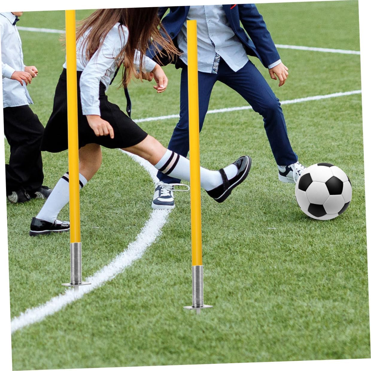 Luxshiny 3pcs Spring-Loaded Spike Soccer Corner Flag Bases Spring-Based Pole Mount Ground Stakes Football Training Agility Equipment for Outdoor Field Marking