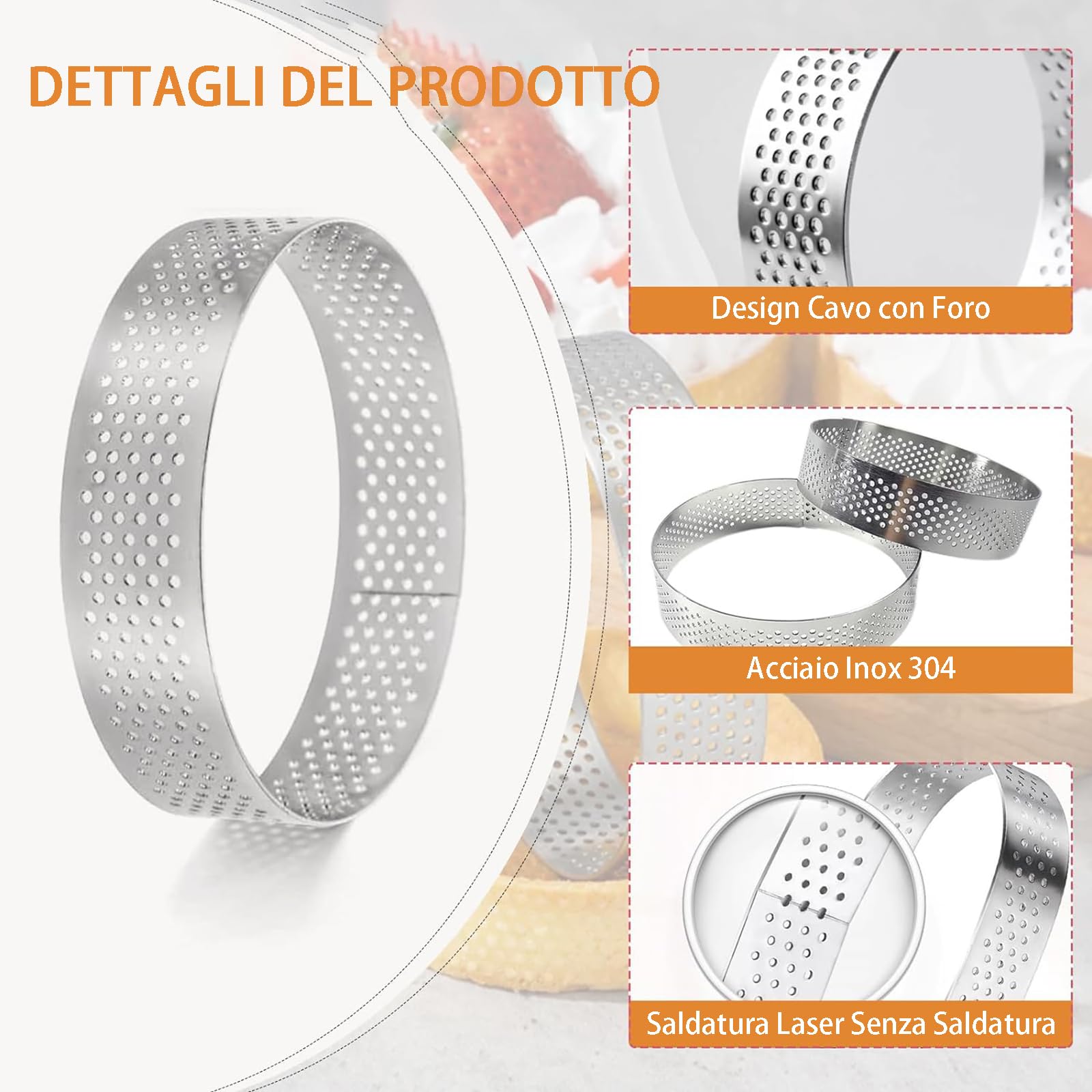 Confezione Da 12 Anelli Per Crostata Nel Acciaio Inossidabile - 3