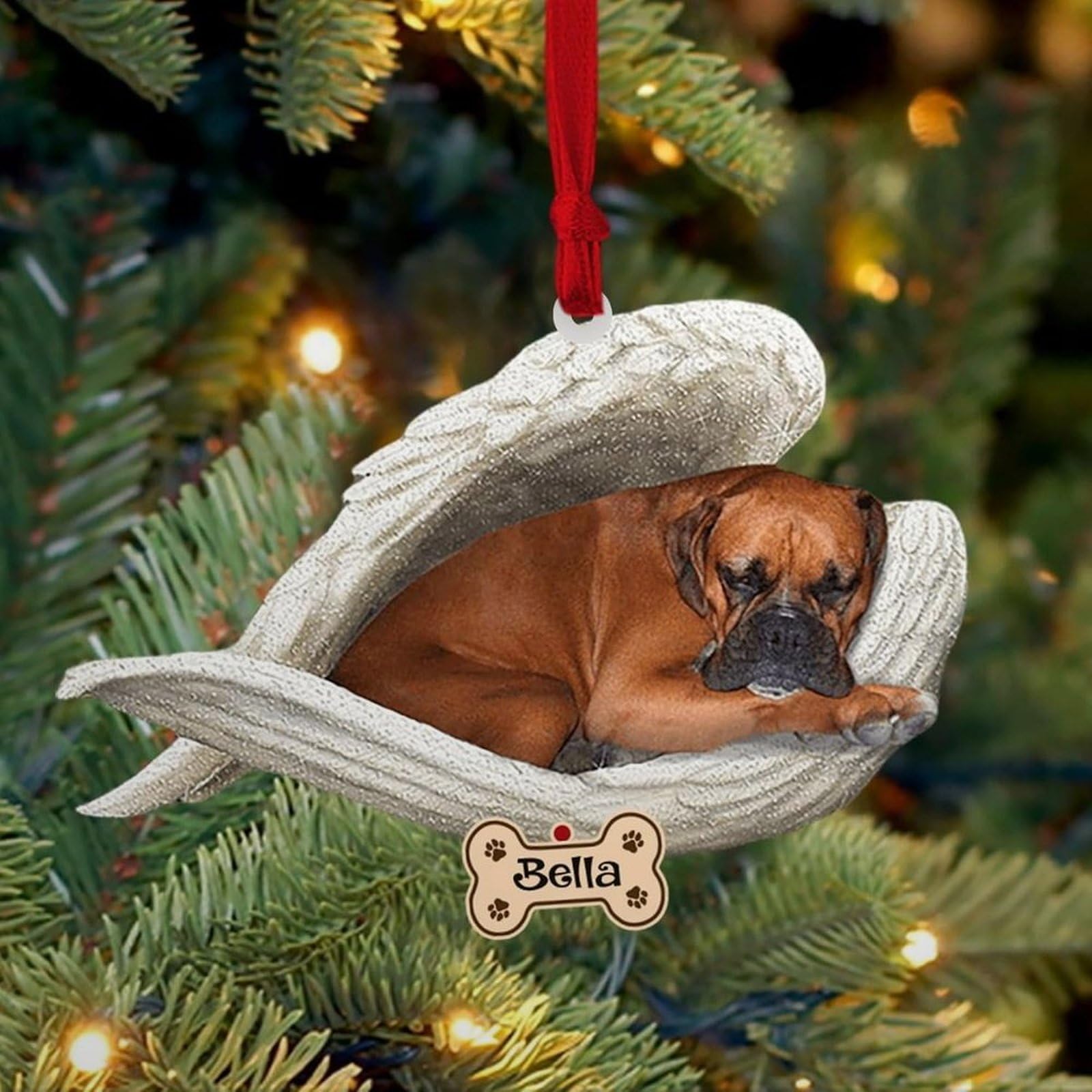 Luckluccy Boxer Personalized Ornament,Custom Dog Ornament With Angel Wing,Dog Christmas Christmas Shape Acrylic