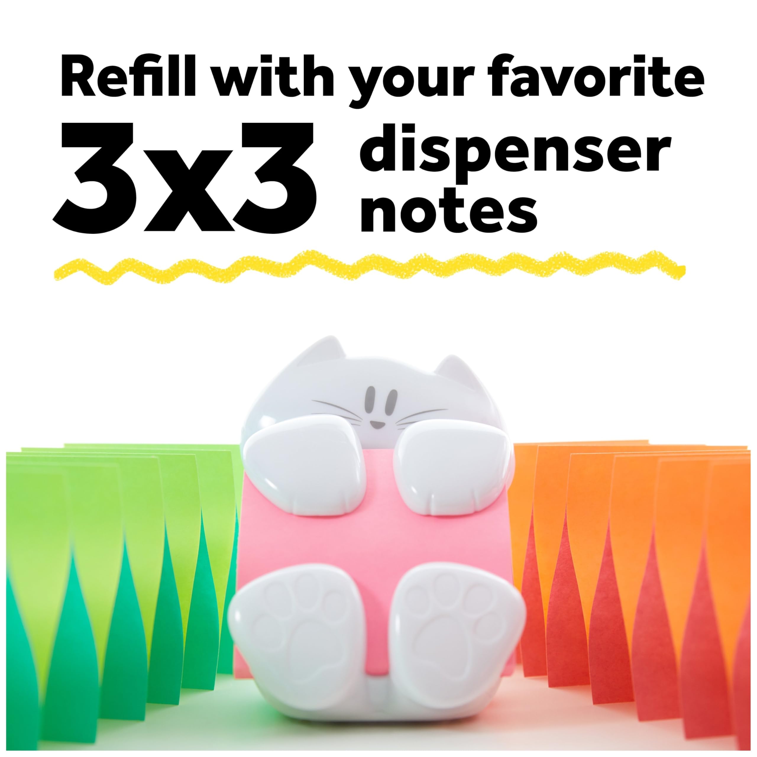 Post-it Pop-Up-Zettelspender, Katzen-Design, 7,6 x 7,6 cm, 1 Spender/Packung, Weiß