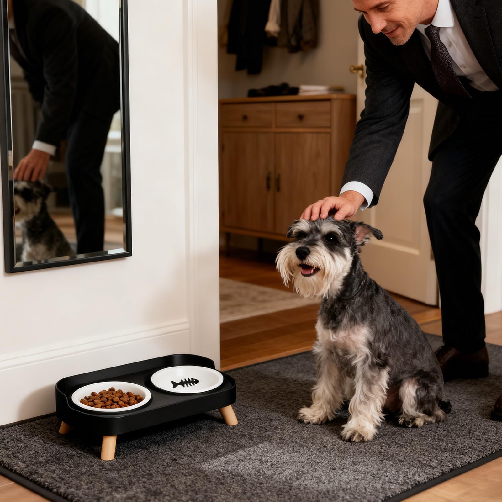 Cuencos para perros con soporte, comedero de cerámica a prueba de derrames