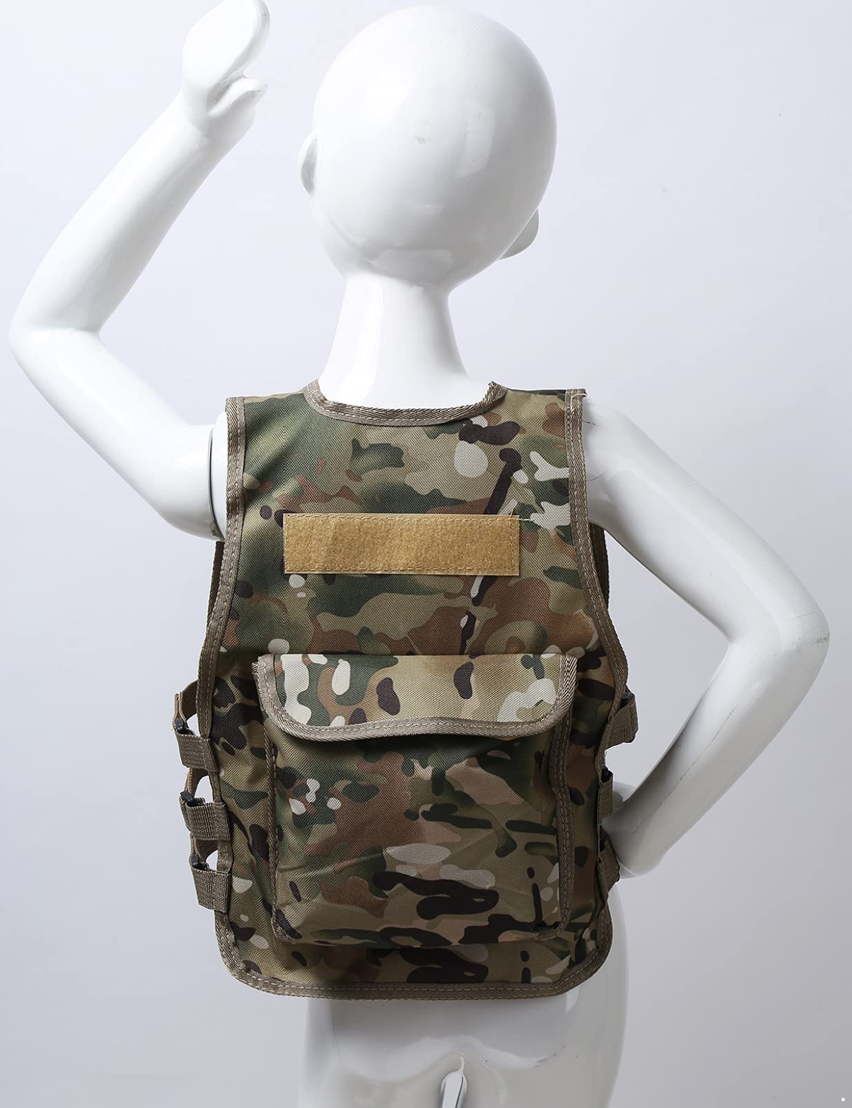 Mufeng Gilet de Pêche Enfant Garçon Fille Gilet Photographe Multipoches Camouflage Veste sans Manches Manteau Réglable Jeux Extérieurs de Chasse de Combat Camping