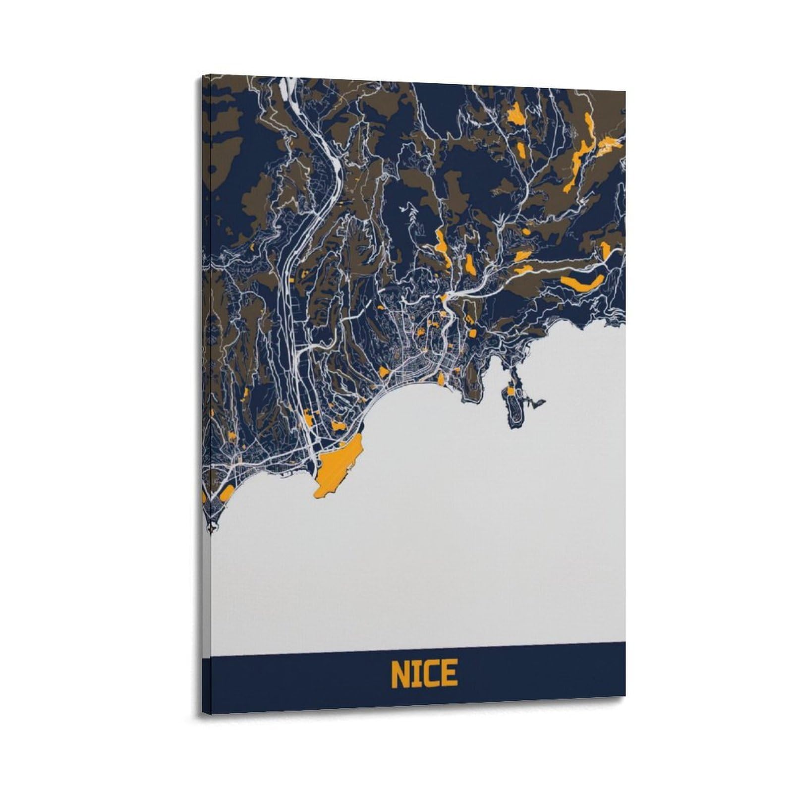 OKAHYS Map Poster Europe France Nice Decorative Painting Canvas Wall Artworks Picture 20x30inch(50x75cm)
