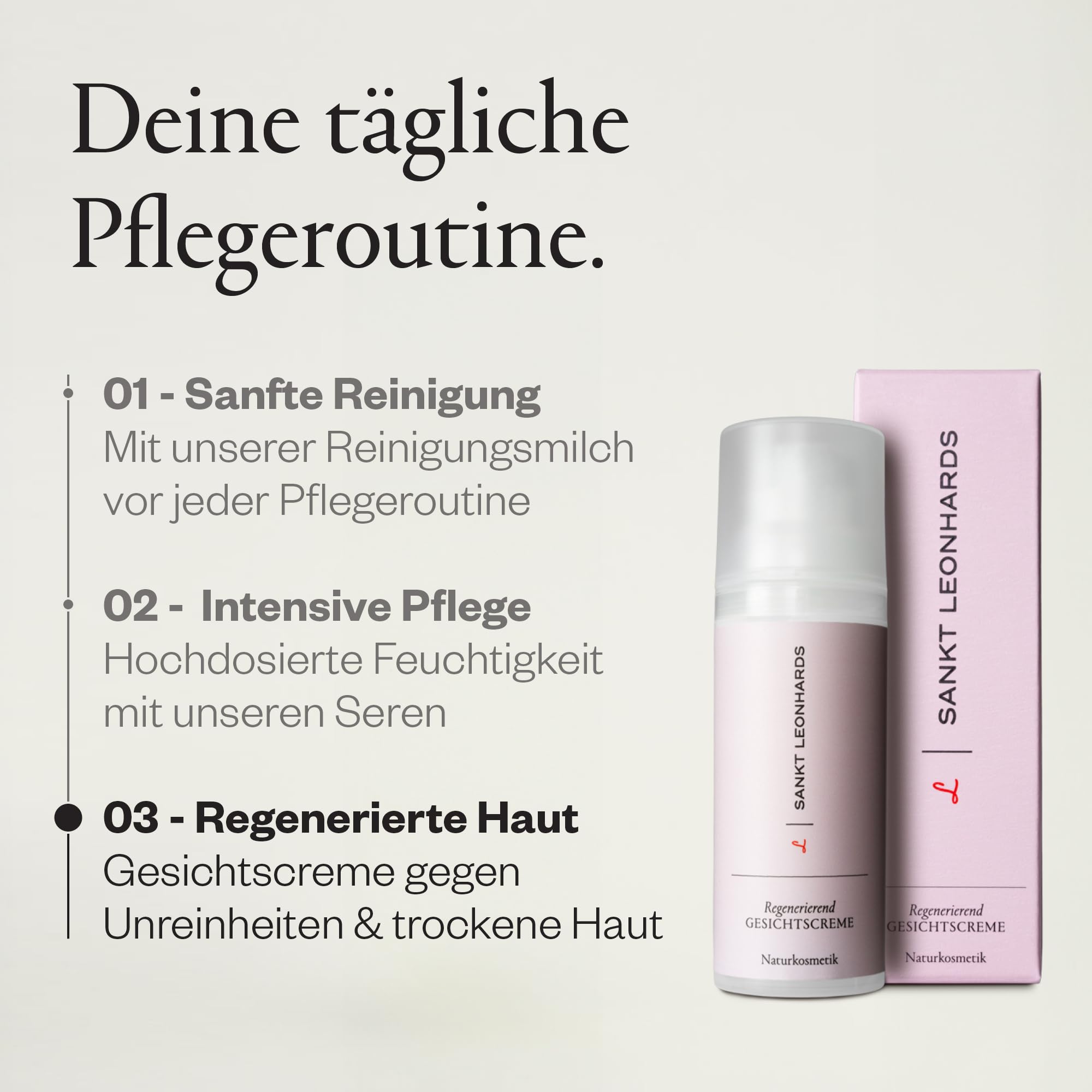 Regenerierende Gesichtscreme - 50ml - für ein verfeinertes Hautbild & Extra-Glow - mit Bio-Molke, Vitamin C & E, Avocadobutter, Nachtkerzen-, Jojoba-, Palmarosa- & Moringaöl