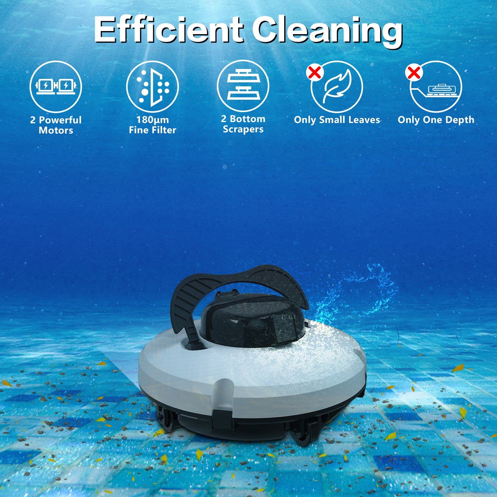 Aspirador automático para piscinas, limpiador robótico de piscinas completamente automático Limpiador subacuático para escalar paredes con navegación inteligente y filtro de carga superior Ideal